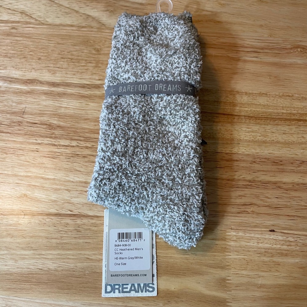 NEW Barefoot Dreams CozyChic Heathered Mens Socks Warm Gray White